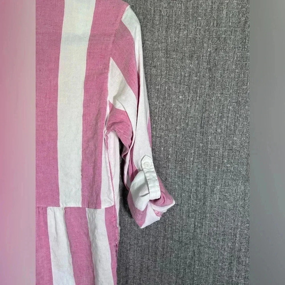 Tommy Bahama women’s size XS pink & white striped tunic button-down Long Sleeve - Picture 3 of 8